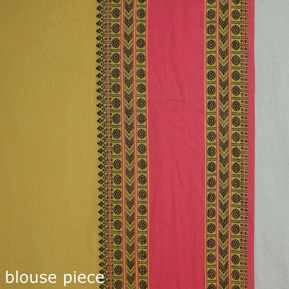 Yellow - Bengal Woven Border Handloom Pure Cotton Saree 54