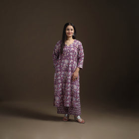Sanganeri Floral Print Cotton Suit Set with Applique Dupatta for Women 06