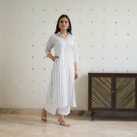 White - Cotton Straight Jacquard Kurta 11