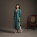Jacquard Cotton Straight Long Kurta for Women 01