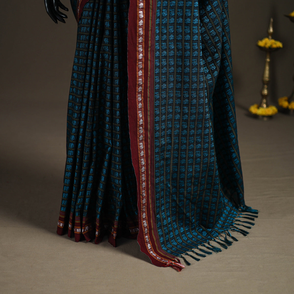 Mercerised Cotton Silk Khun Saree with Blouse Piece 16