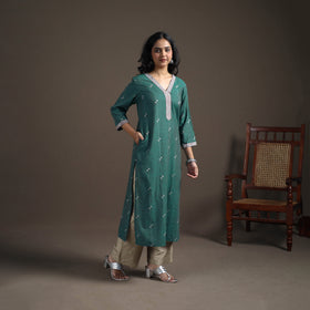 Jacquard Cotton Straight Long Kurta for Women 01