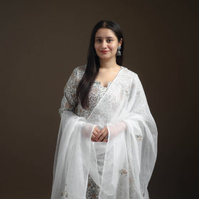 Sanganeri Floral Print Cotton Suit Set with Applique Dupatta for Women 05