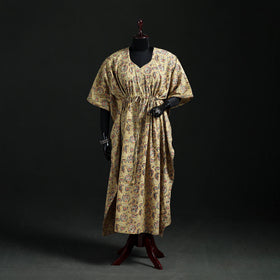 Kalamkari Hand Block Print Natural Dyed Cotton Kaftan (Long) 06