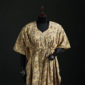 Kalamkari Hand Block Print Natural Dyed Cotton Kaftan (Long) 06