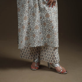 Sanganeri Floral Print Cotton Suit Set with Applique Dupatta for Women 05