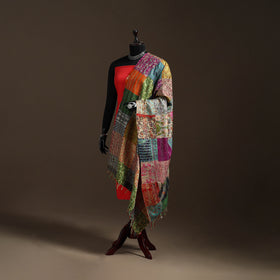 Bengal Hand Embroidery Patchwork Reversible Silk Kantha Dupatta 70