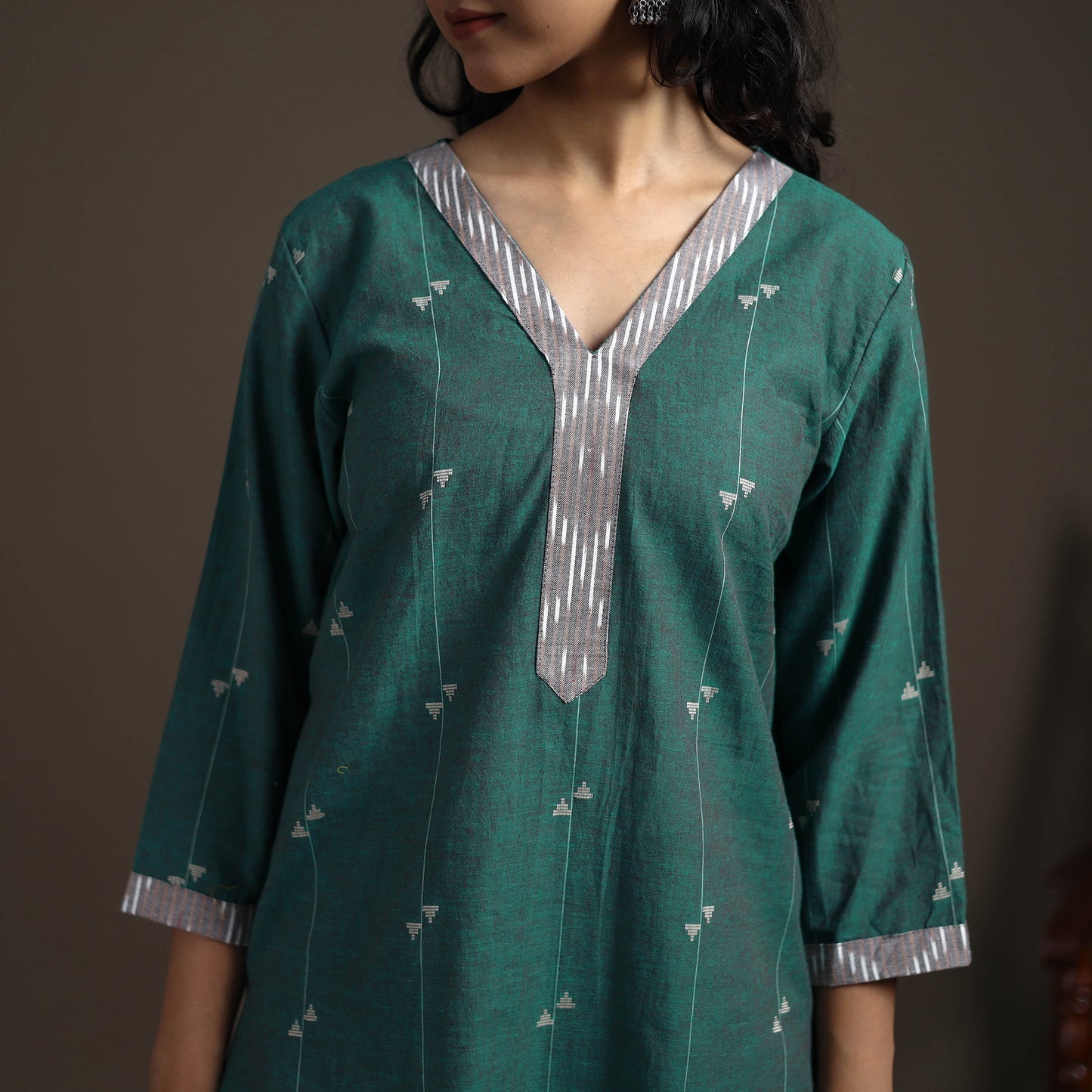 Jacquard Cotton Straight Long Kurta for Women 01