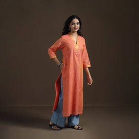 Mangalagiri Pure Handwoven Cotton Mirror Work Straight Kurta for women 13