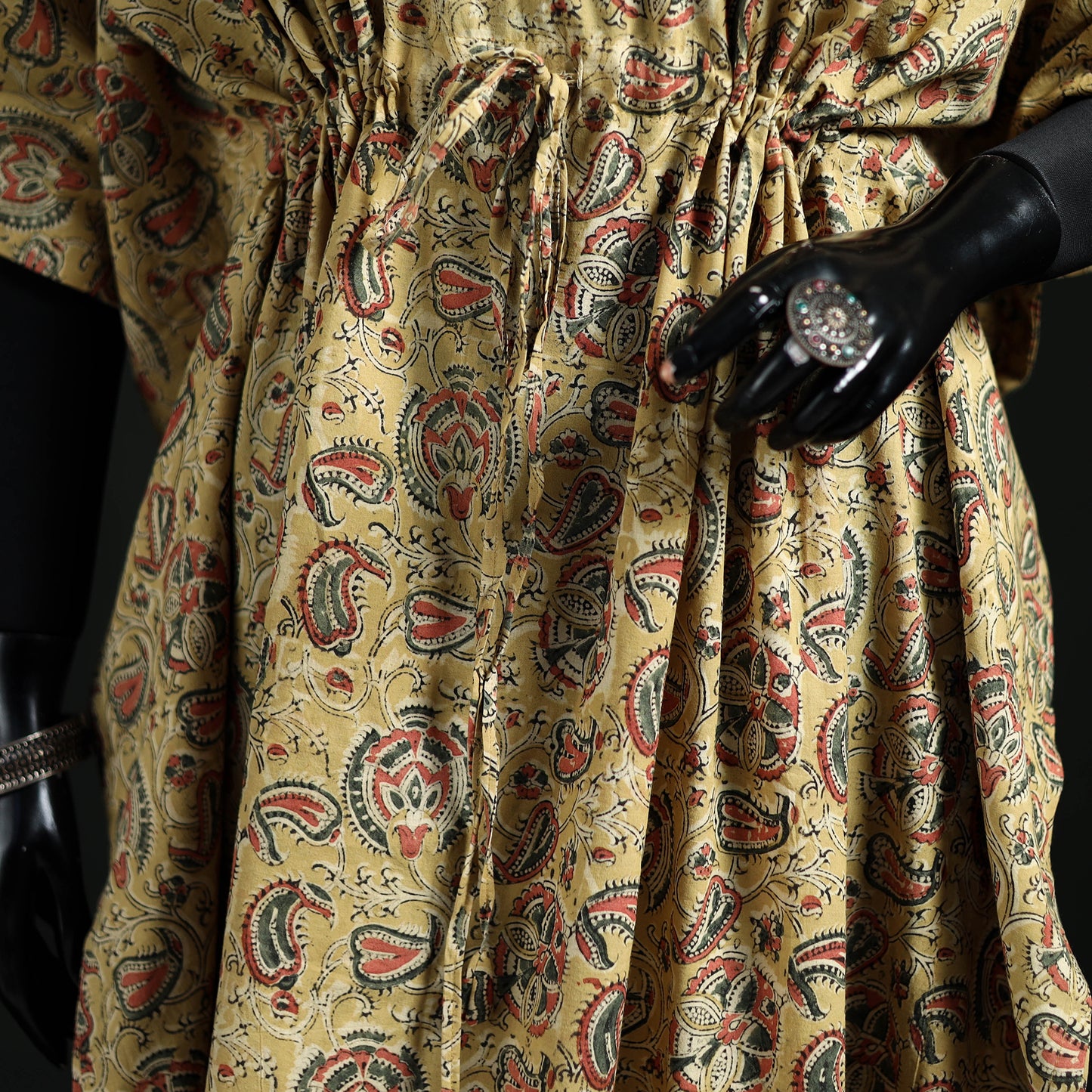 Kalamkari Hand Block Print Natural Dyed Cotton Kaftan (Long) 06