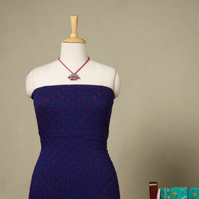 Blue 2pc Unstitched Bandhani Dress Material with Jewellery Set