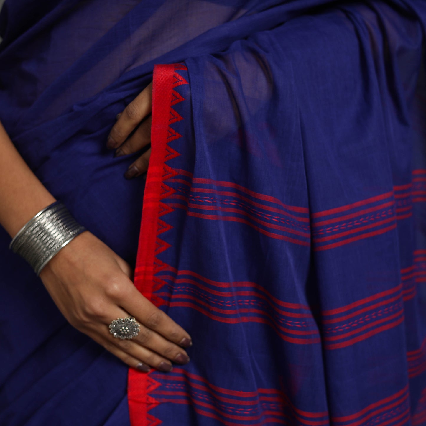 Purple - Bengal Handwoven Cotton Plain Begampuri Saree 21