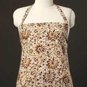  Beige Kalamkari Block Print Cotton Apron with Pocket