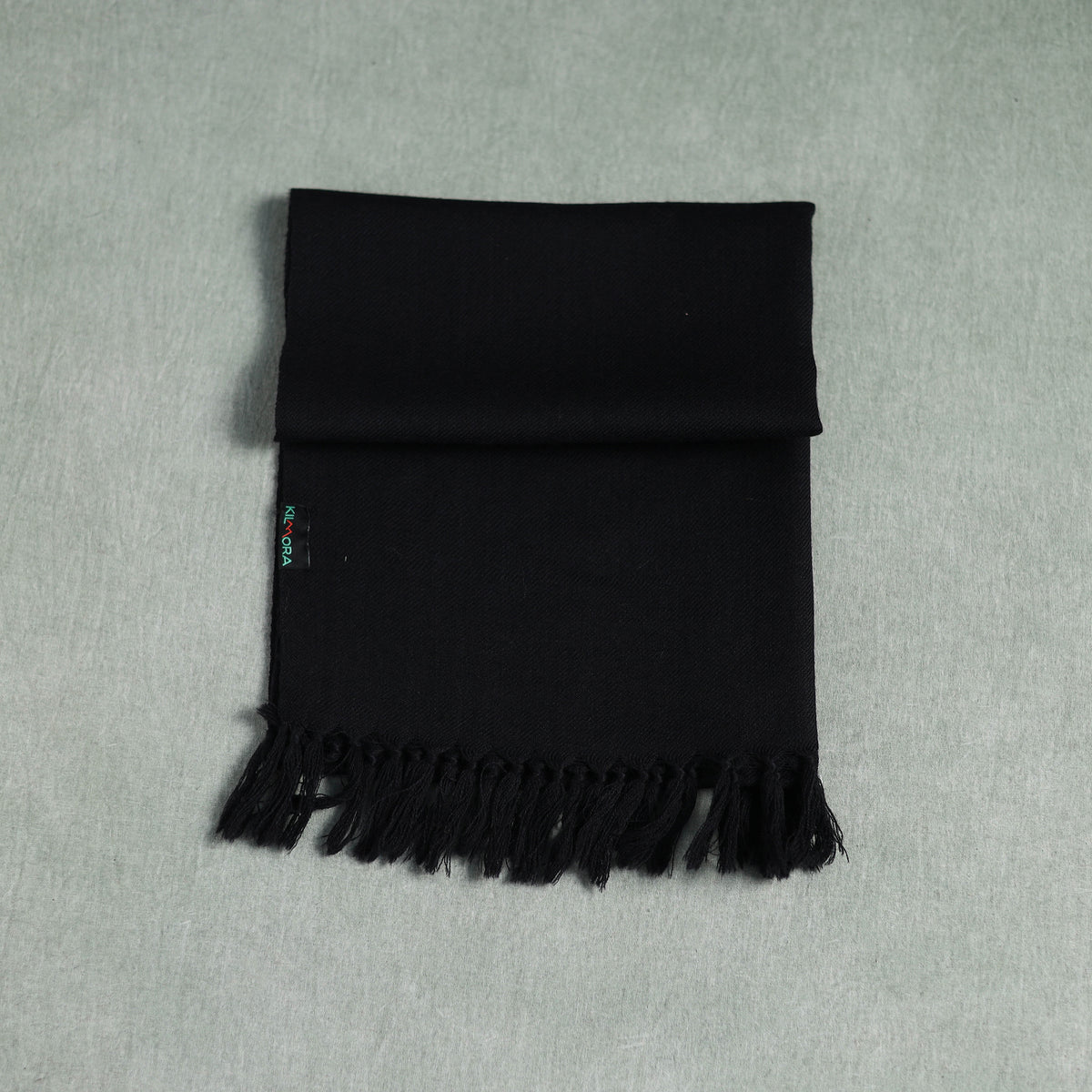 Black - Kumaun Handwoven Pure Merino Wool Scarf 162
