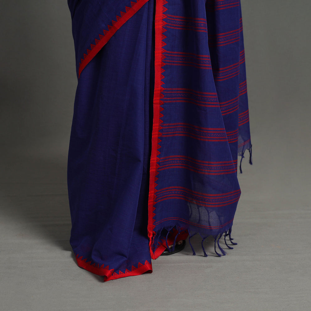 Purple - Bengal Handwoven Cotton Plain Begampuri Saree 21