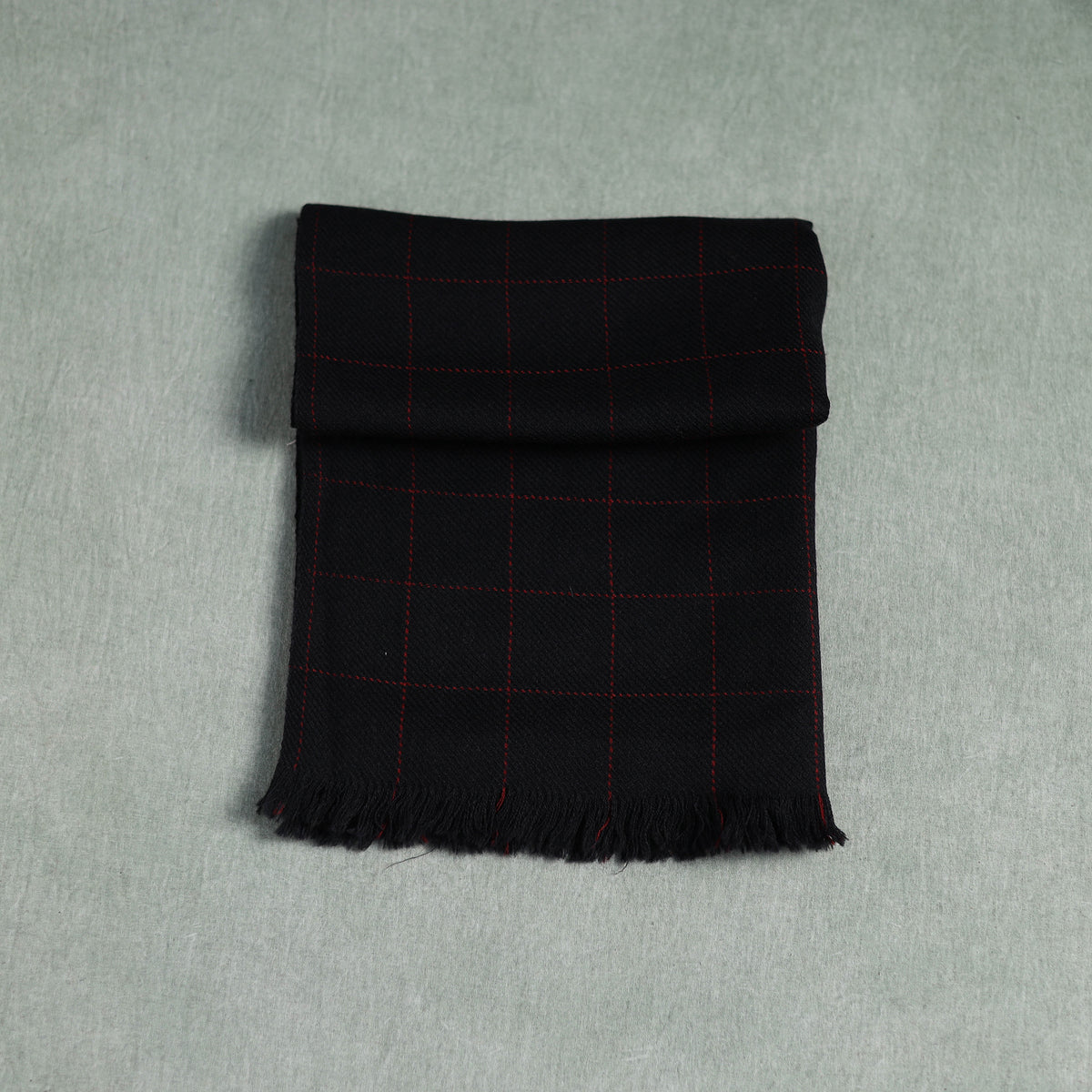 Black - Kumaun Handwoven Pure Merino Wool Scarf 161