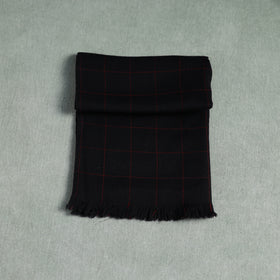 Black - Kumaun Handwoven Pure Merino Wool Scarf 161