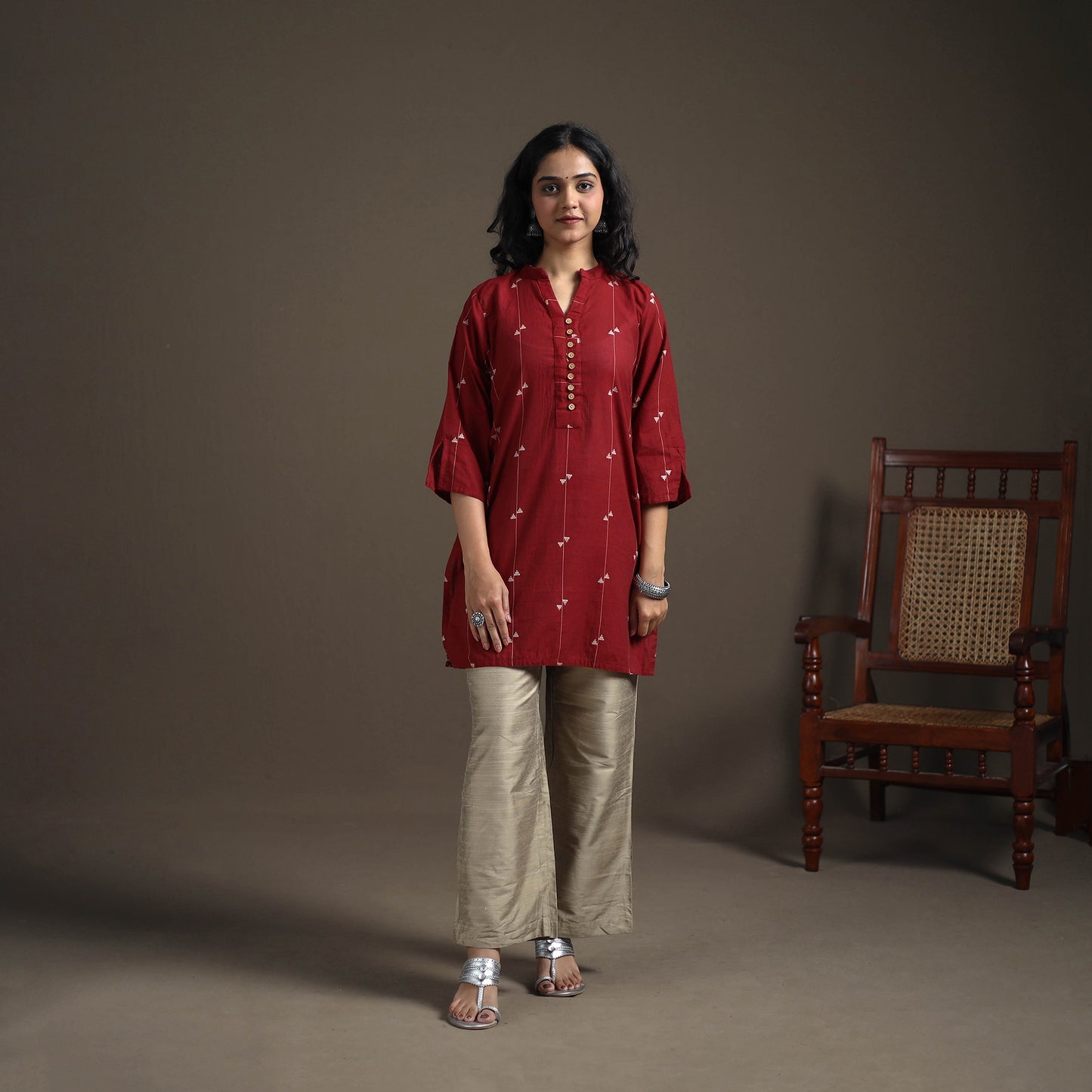 Jacquard Cotton Short Kurta for Women 28