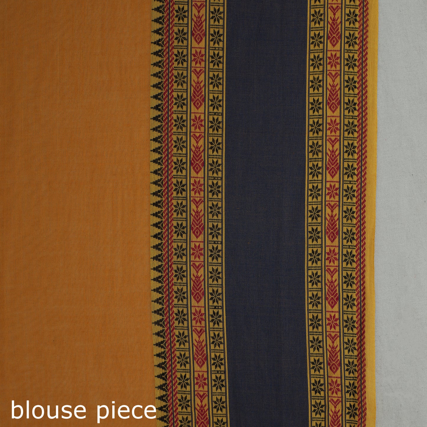 Orange - Bengal Woven Border Handloom Pure Cotton Saree 55