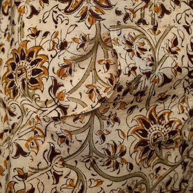  Beige Kalamkari Block Print Cotton Apron with Pocket