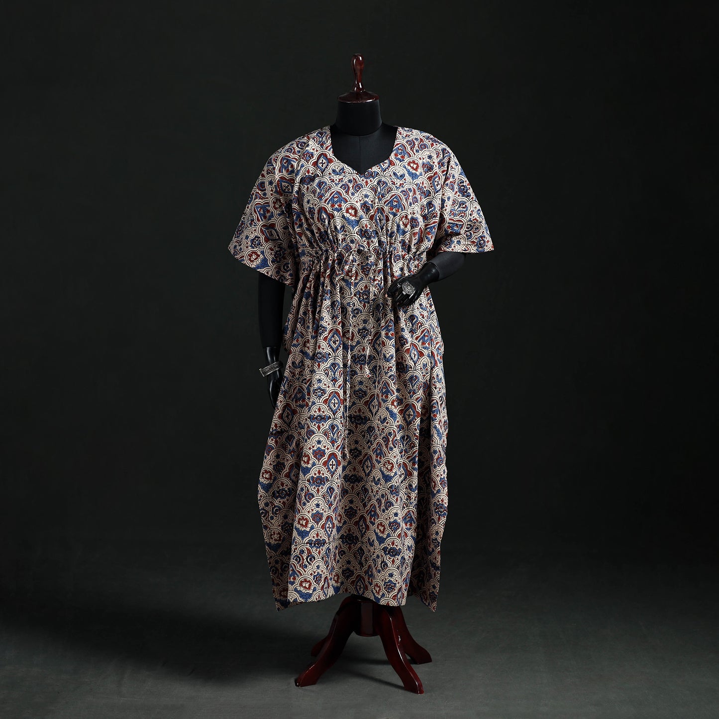 Kalamkari Hand Block Print Natural Dyed Cotton Kaftan (Long) 07