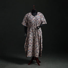 Kalamkari Hand Block Print Natural Dyed Cotton Kaftan (Long) 07