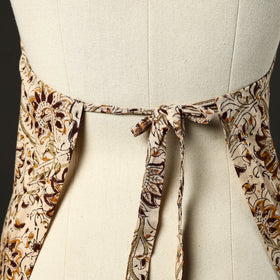  Beige Kalamkari Block Print Cotton Apron with Pocket