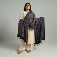 Multicolor - Block Printed Cotton Ajrakh Dupatta with Tassels 09