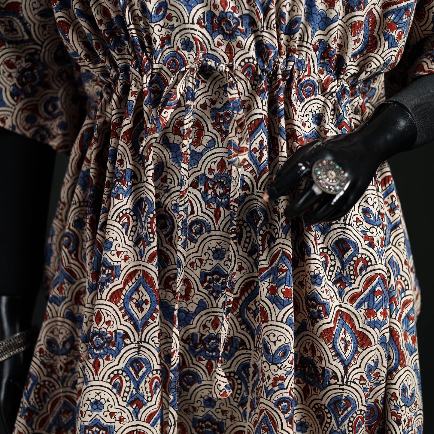 Kalamkari Hand Block Print Natural Dyed Cotton Kaftan (Long) 07