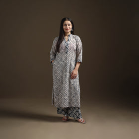 Hand Batik Print Cotton Suit Set with Dupatta for Women 16