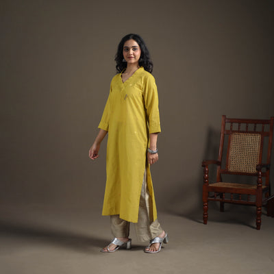 Jacquard Cotton Straight Long Kurta for Women 17