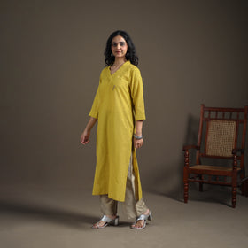 Jacquard Cotton Straight Long Kurta for Women 17