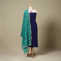 Blue 2pc Unstitched Bandhani Dress Material with Jewellery Set