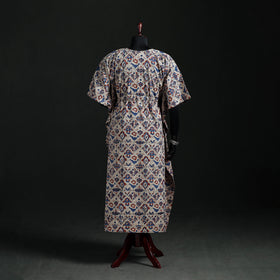 Kalamkari Hand Block Print Natural Dyed Cotton Kaftan (Long) 07