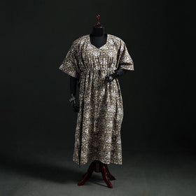 Kalamkari Hand Block Print Natural Dyed Cotton Kaftan (Long) 08