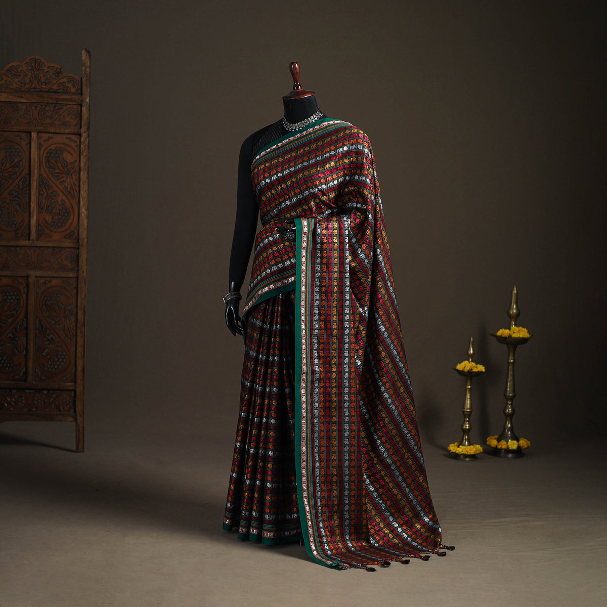Mercerised Cotton Silk Khun Saree with Blouse Piece 19