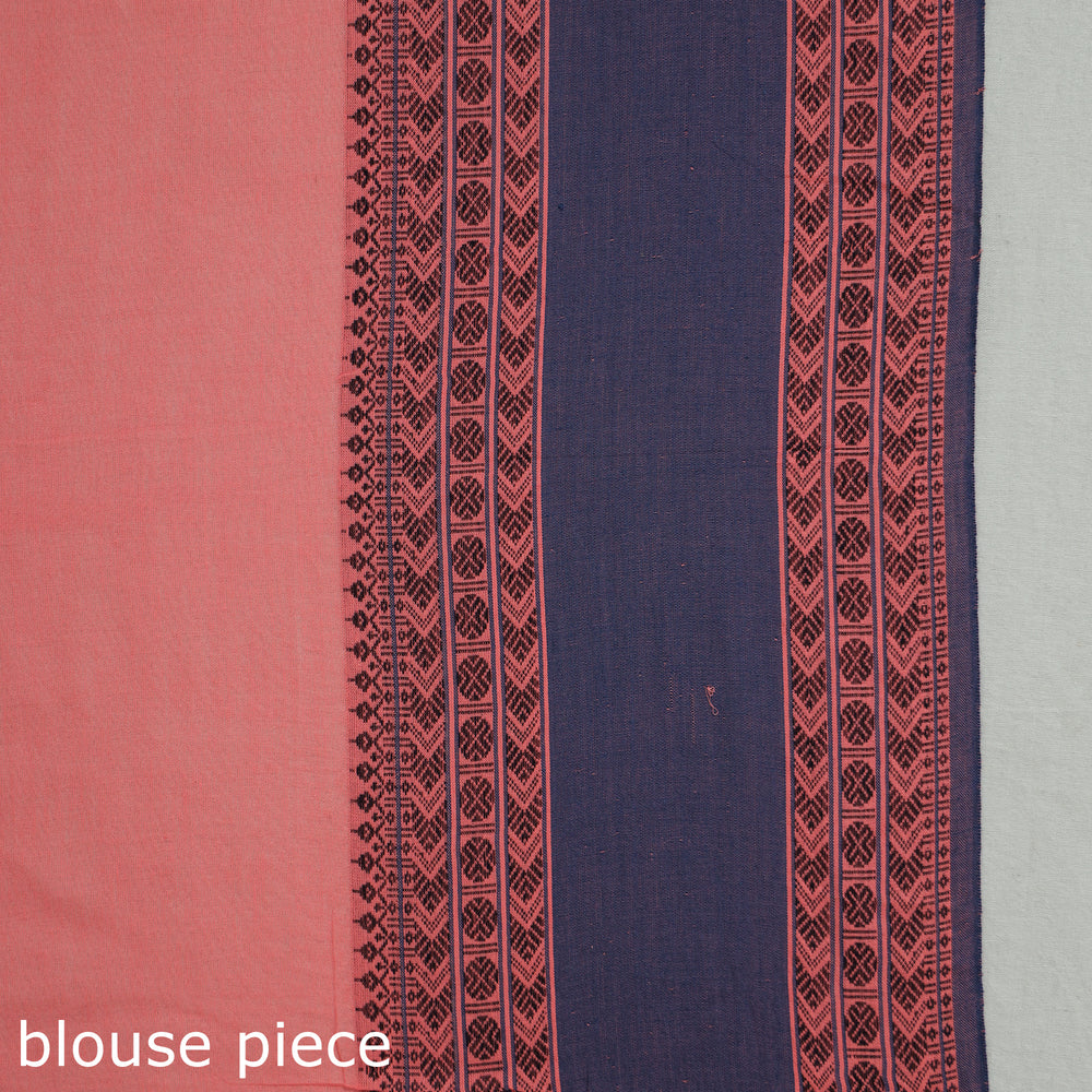 Peach - Bengal  Border Handloom Pure Cotton Saree 56