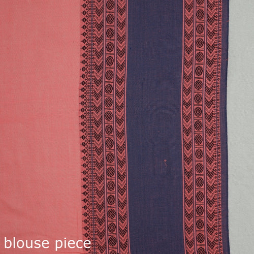 Peach - Bengal  Border Handloom Pure Cotton Saree 56