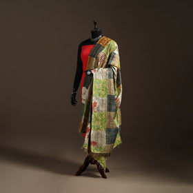 Multicolor - Bengal Hand Embroidery Patchwork Reversible Silk Kantha Dupatta 72