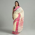 Yellow - bengal woven border handloom pure cotton saree 57