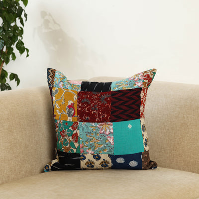 Multicolor - handcrafted cotton patchwork cushion cover 115
