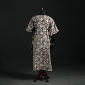 Kalamkari Hand Block Print Natural Dyed Cotton Kaftan (Long) 08