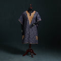 Blue - Kashmiri Kashida Hand Embroidered Cotton Kaftan (Medium) 22