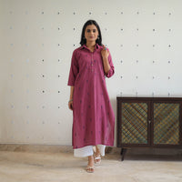 Purple - Pure Cotton Straight Jacquard Kurta 15