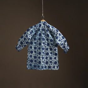 Indigo Bagru Block Print Natural Dyed Cotton Short Men Kurta 07