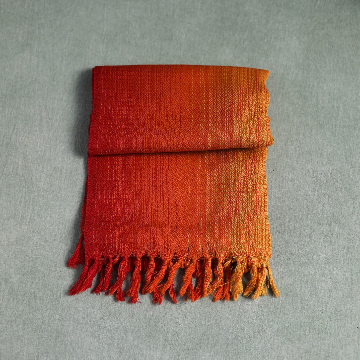 Orange - Double Shade Kumaun Handwoven Pure Merino Wool Stole 149