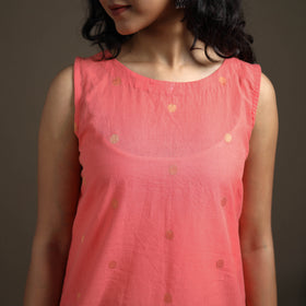 Jacquard Cotton Sleeveless Short Kurta for Women 38