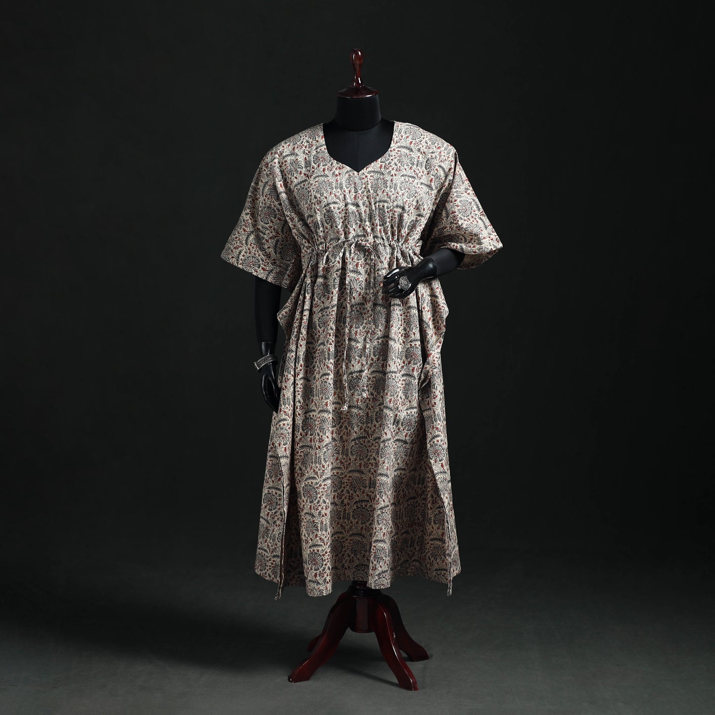 Kalamkari Hand Block Print Natural Dyed Cotton Kaftan (Long) 09