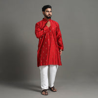 Zari Buti Spun Dupion Viscose Silk Plain Men Kurta 05