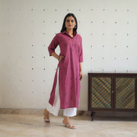 Purple - Pure Cotton Straight Jacquard Kurta 15